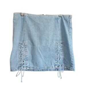 Urban Outfitters BDG Lace Up Denim Mini Skirt Womens XS Grunge Festival Downtown